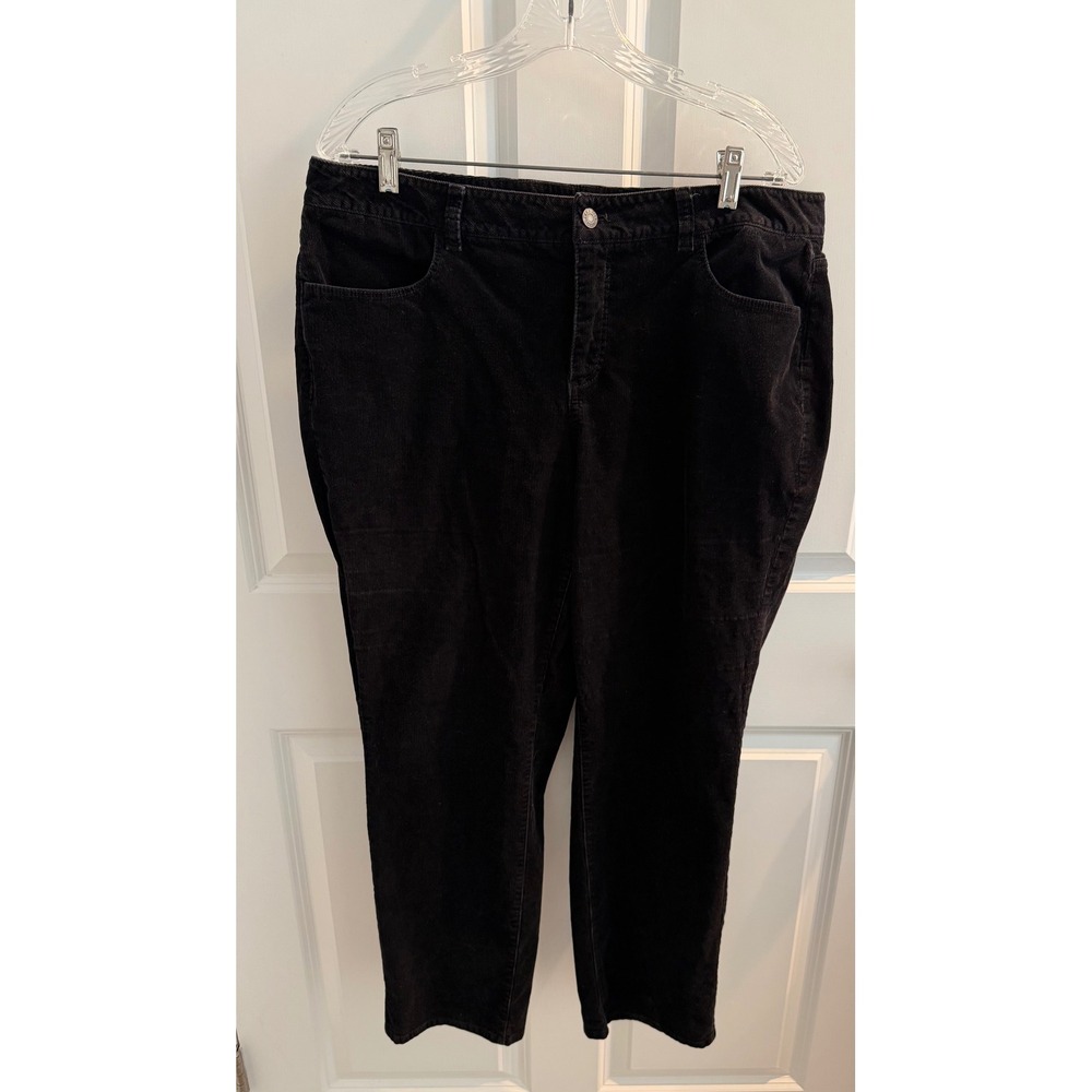 Talbots Heritage Black Corduroy Pants Womens 16WP Petite Plus Straight Leg